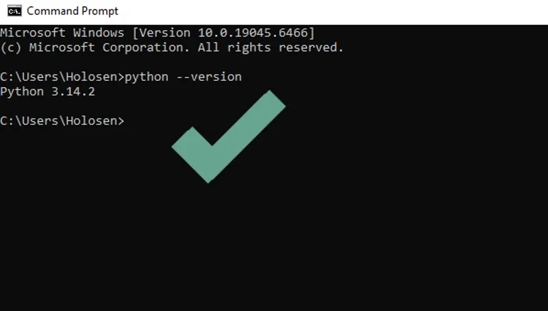 بررسی نسخه پایتون در CMD