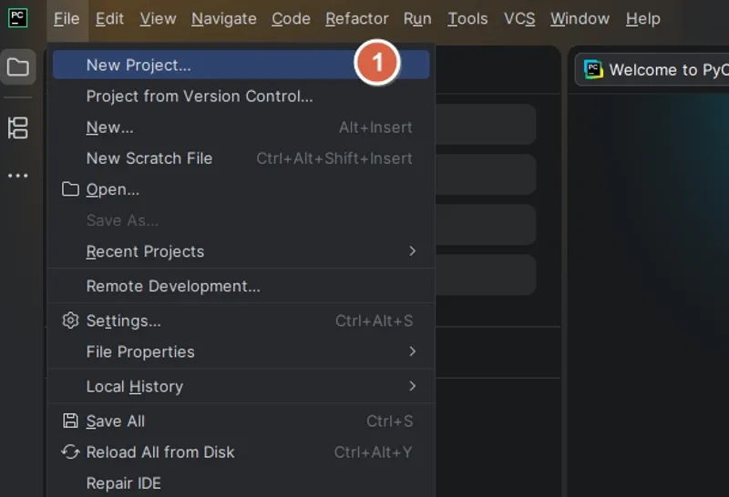 ایجاد پروژه جدید در PyCharm