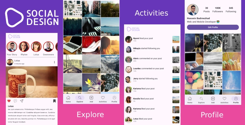تصویر پروژه Social Design با Jetpack Compose